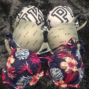 36C. 3 PINK push-up bras